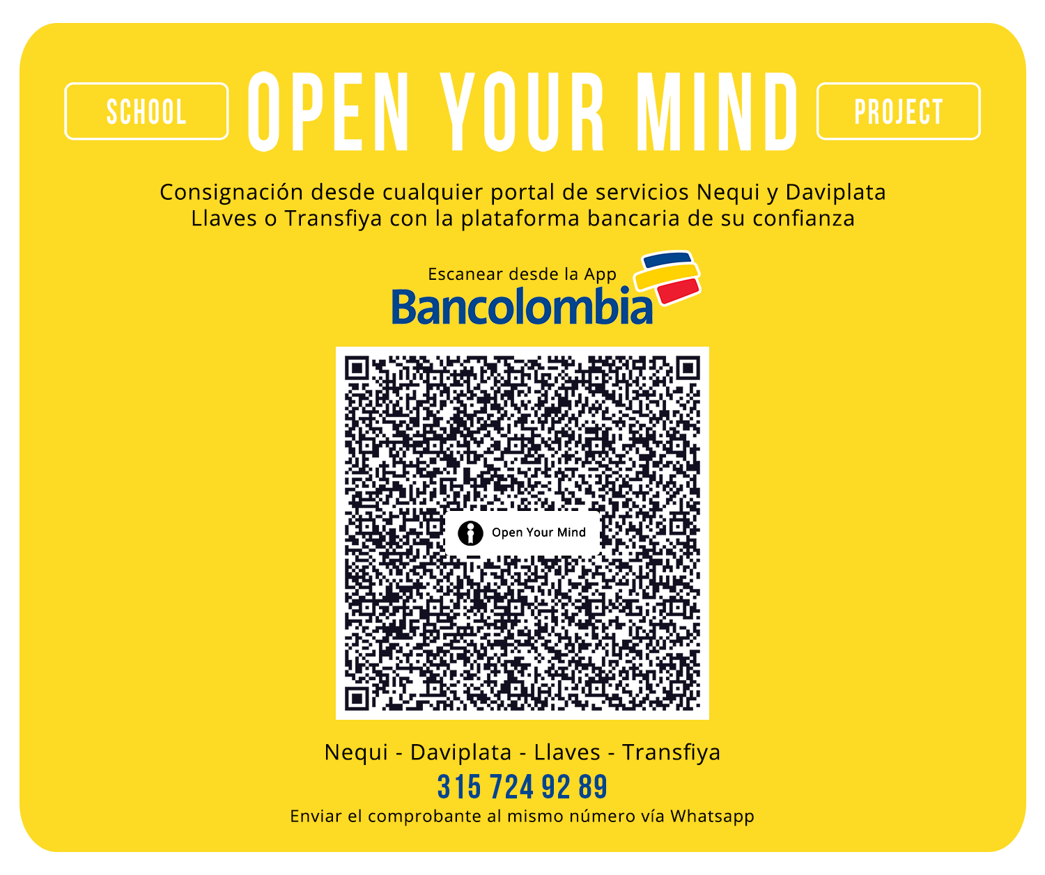 - Bancolombia Account Details, (Online Payment Code)